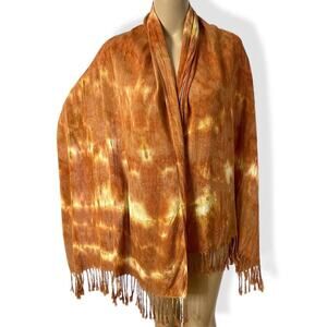 Hand tie dyed scarf wrap pareo swim cover copper rust gold